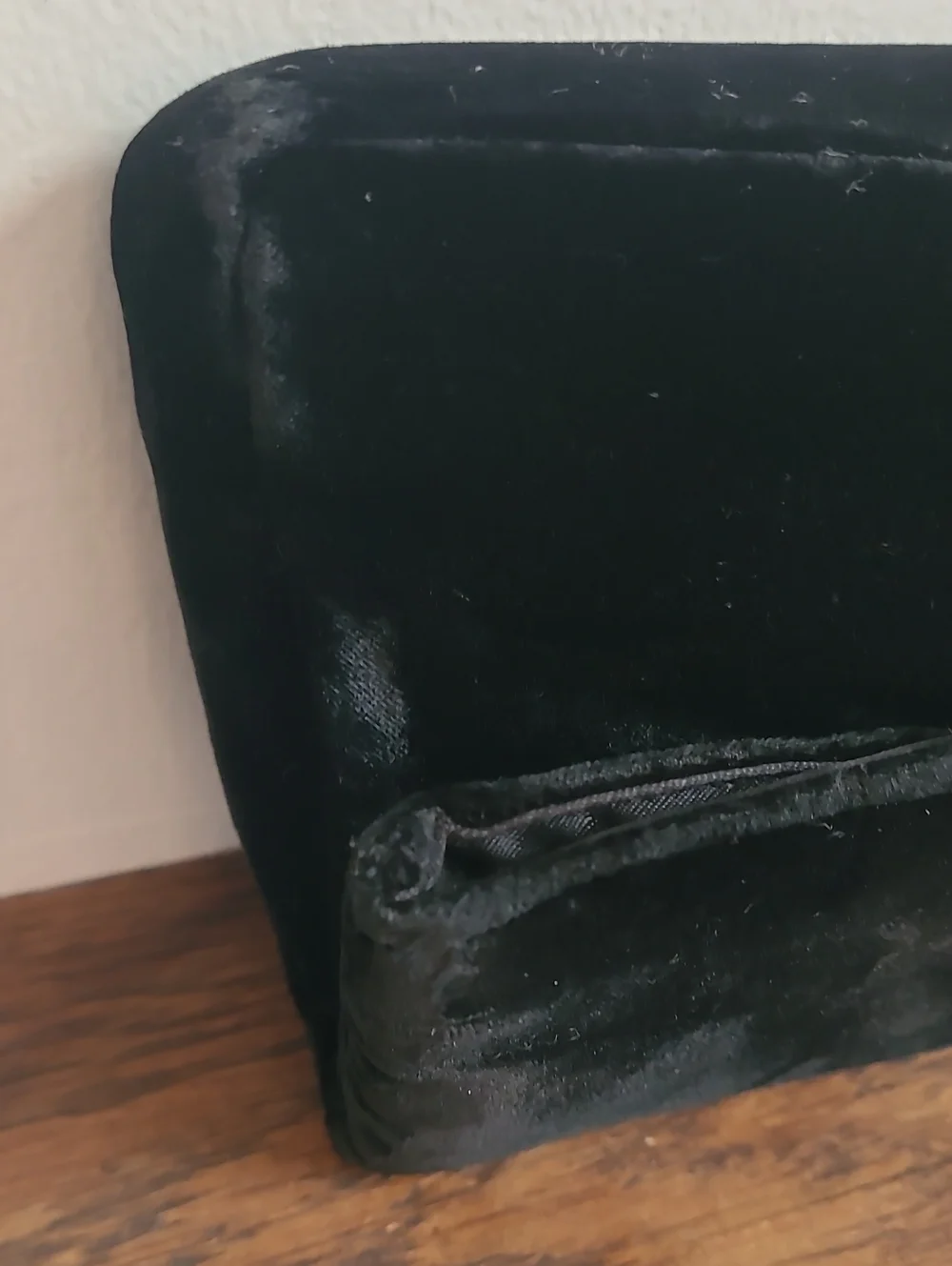 Garay Vintage Black Velvet Evening Clutch with Gold Tone Clasp and Embellishment